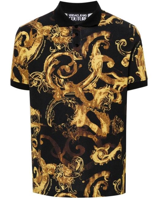 Versace Watercolour Couture Poloshirt in Black für Herren