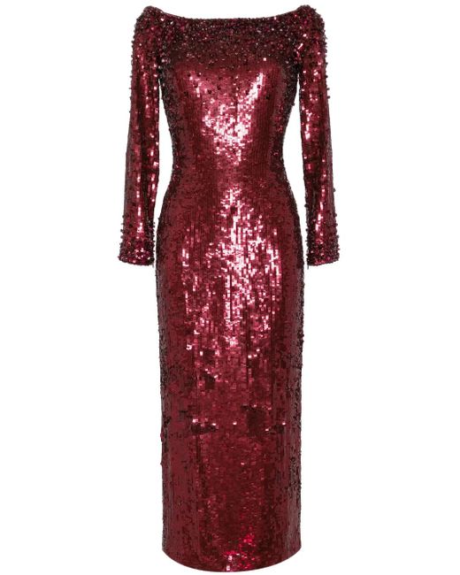 Jenny Packham Red Ballroom Blitz Sequin-Embellished Dress