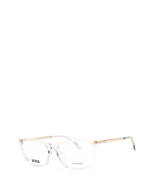 Boss White Rectangle-Frame Glasses for men
