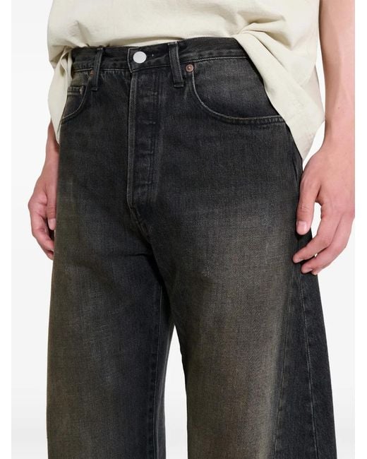 Ssstein Gray Deformation Wide-Leg Jeans for men