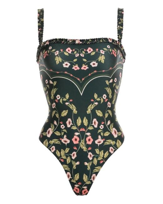 Agua Bendita Green Badeanzug Mit Blumen-Print