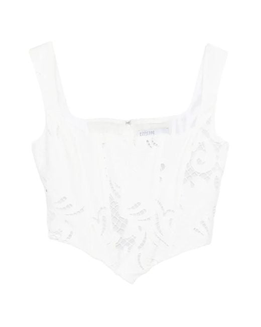 GIUSEPPE DI MORABITO White Embroidered Crop Top