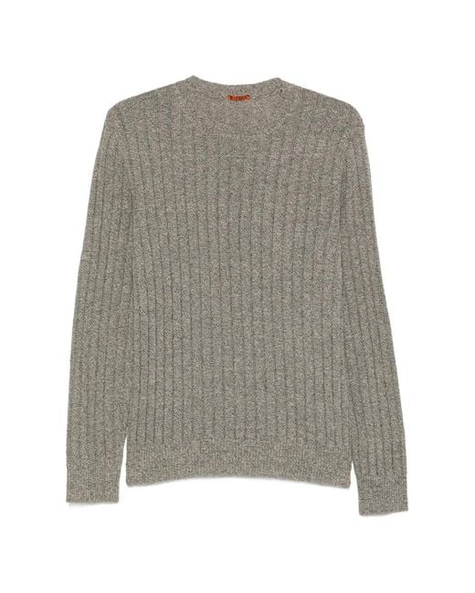Barena Gray Ribbed Crew-Neck Jumper for men