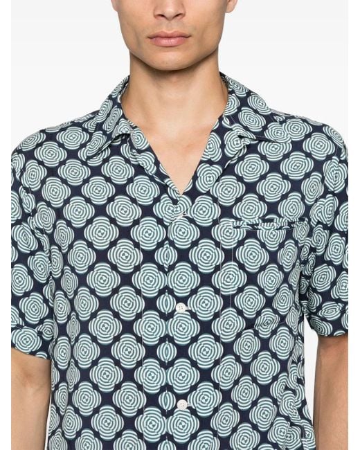 Fursac Blue Abstract Pattern Shirt for men