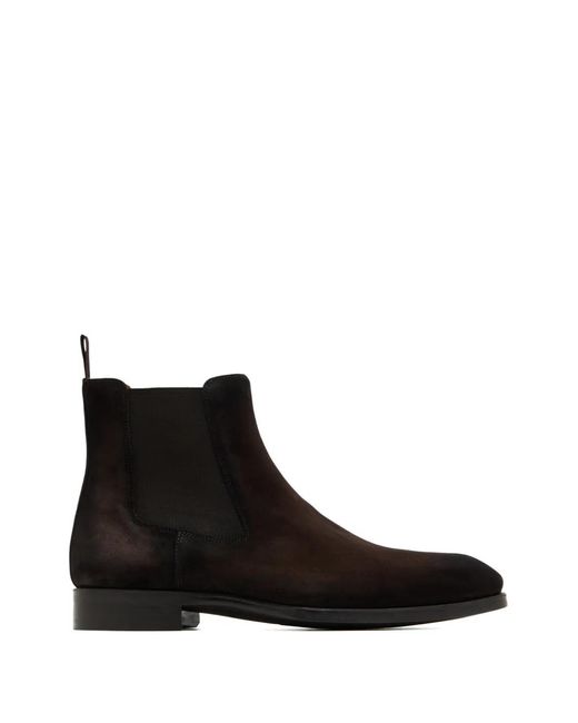 Magnanni Shoes Black Suede Chelsea Boots for men