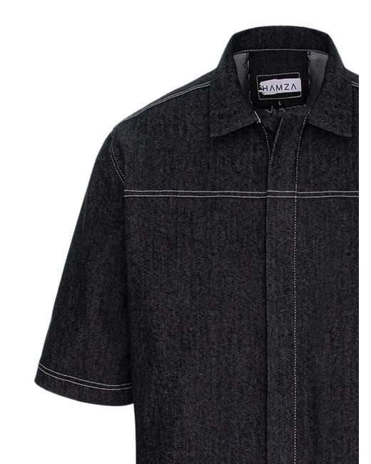 Hamza Blue Six Denim Shirt for men