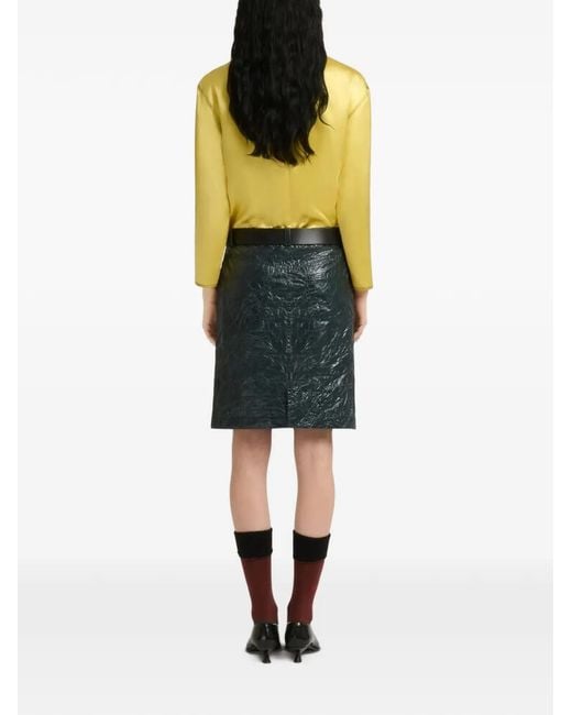 Marni Green Deep Crinkled Taffeta Skirt