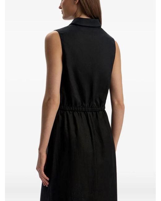 12 STOREEZ Black Zip-Front Linen Shirt