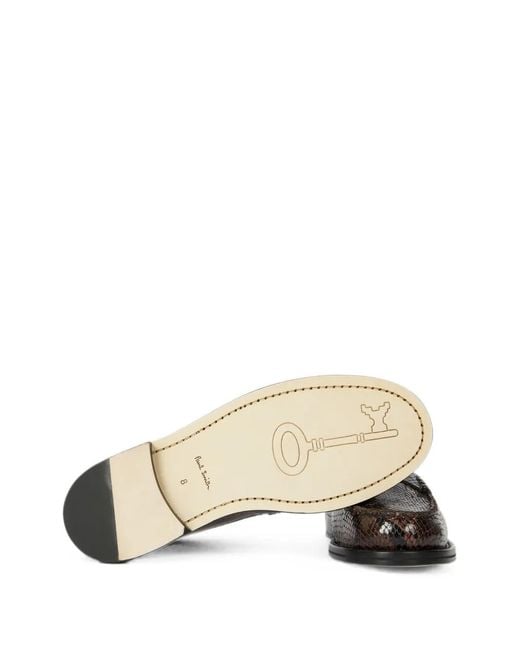 Paul Smith Brown Dark Rialto Snake Effect Loafers for men