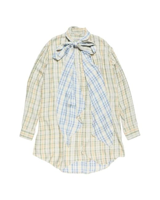 Acne White Plaid Asymmetric Shirt