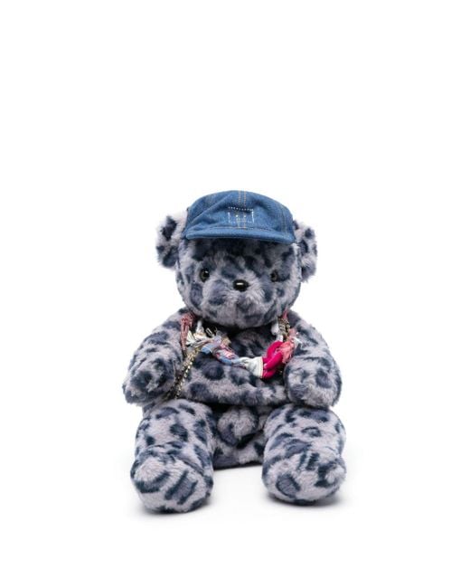 Acne Blue Teddy Leopard-Print Backpack