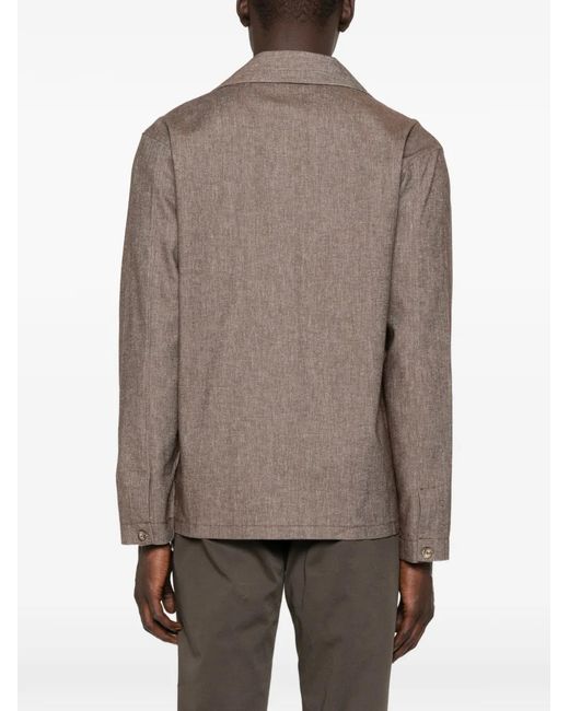 VELA SHOP Brown Patch-Pocket Long-Sleeve Shirt for men