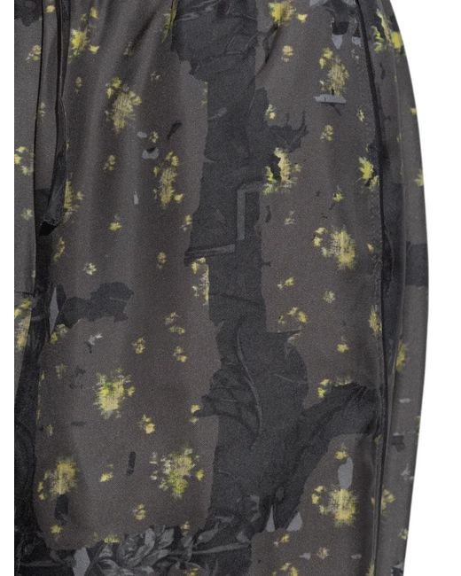 Ganni Gray Floral-Pattern Trousers
