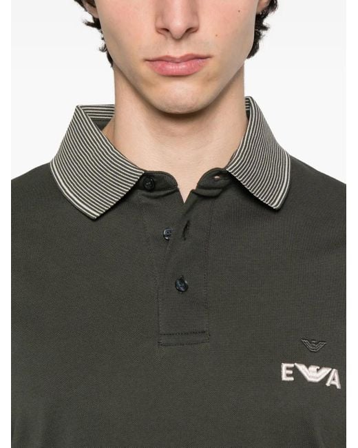 Emporio Armani Green Regular Fit Logo Polo for men