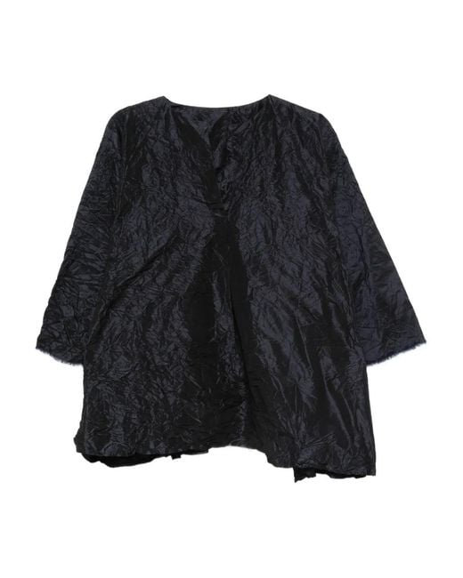 Daniela Gregis Black V-Neck Silk Blouse
