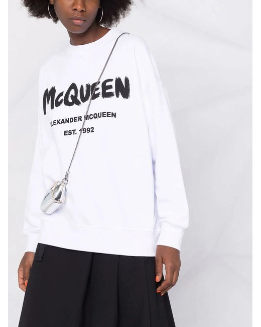 McQueen Sweater Met Logoprint in het White