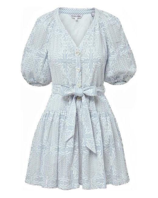 Veronica Beard Blue Bobbie Puff-Sleeve Dress