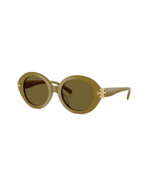 Tory Burch Green Round-Frame Sunglasses