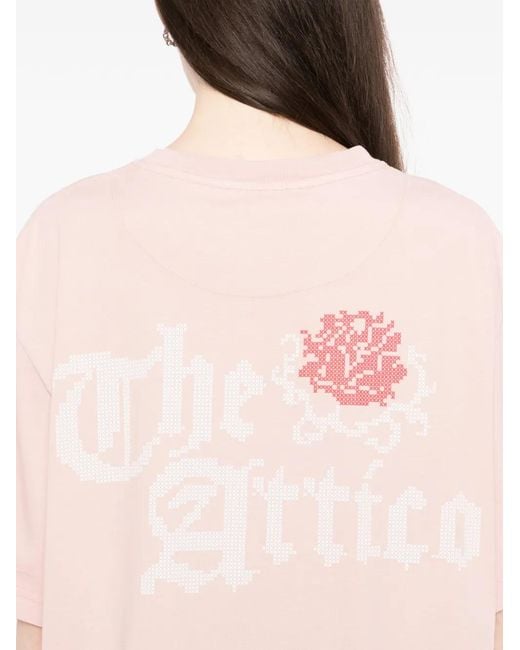 The Attico Pink Logo-Print T-Shirt
