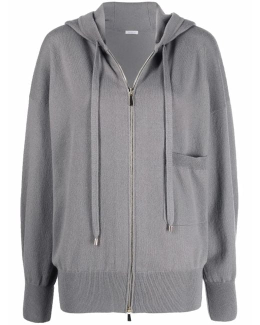 Malo Gray Zip-Up Cashmere-Blend Hoodie