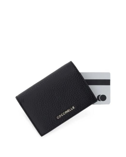 Coccinelle Black Logo-Print Pebbled-Leather Wallet