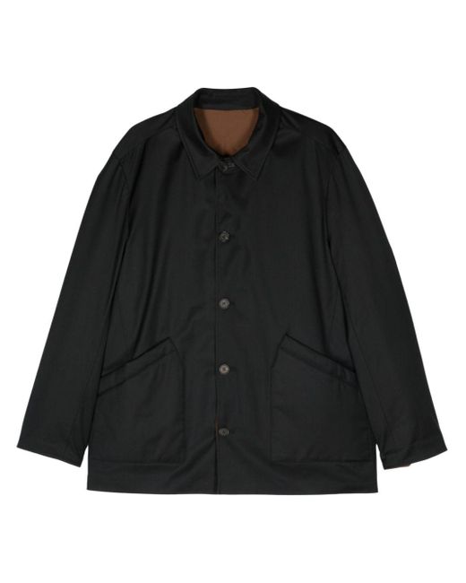 Corneliani Black Spread-collar Single-breasted Coat for men
