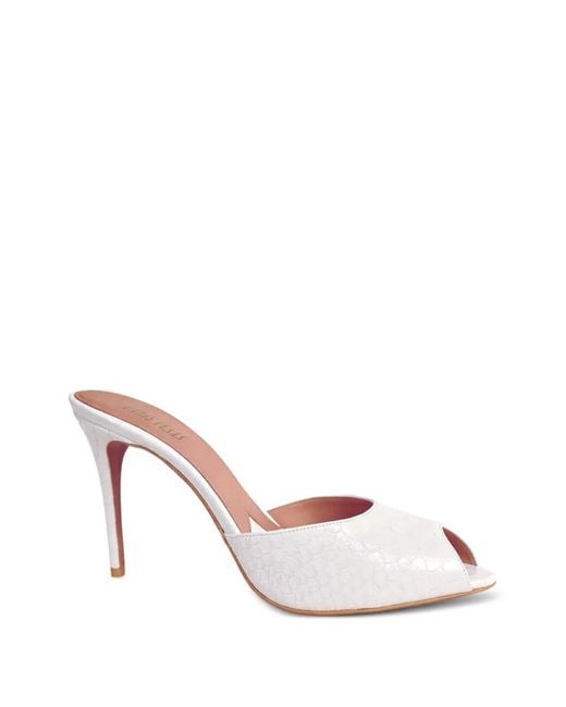 Paris Texas Pink Vera Crocodile-Effect Open-Toe Heeled Sandals
