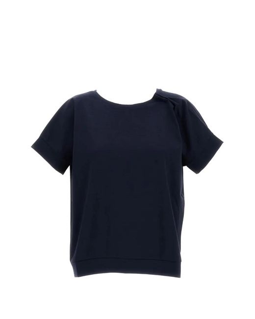 MM STUDIO Blue T-Shirt À Col Plissé