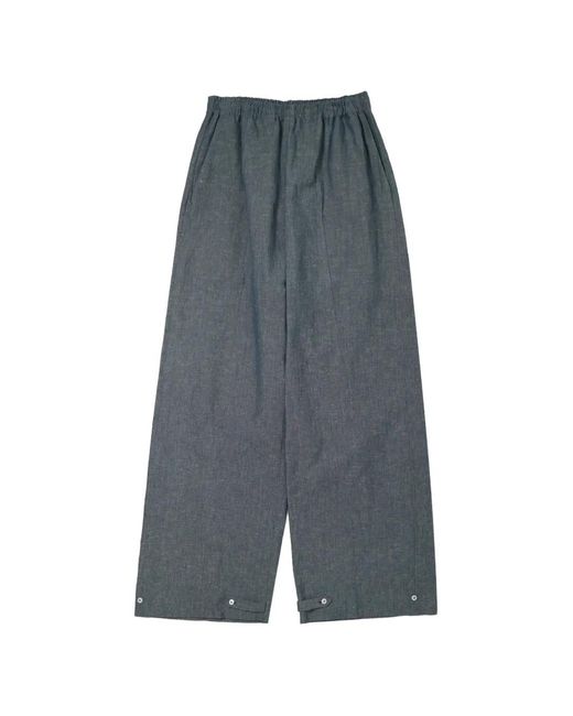 Setchu Gray Elasticated-Waist Button-Cuff Trousers