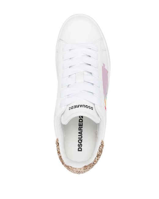 DSquared² White Boxer Contrast-Stitch Sneakers