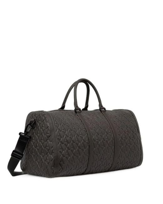 ARMANI EXCHANGE Black All-Over Logo-Embossed Holdall for men