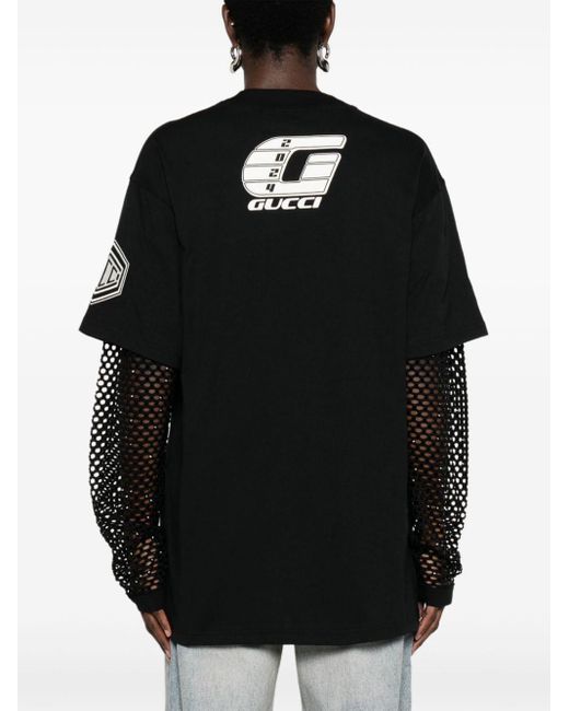 Camiseta con logo estampado Gucci de color Black