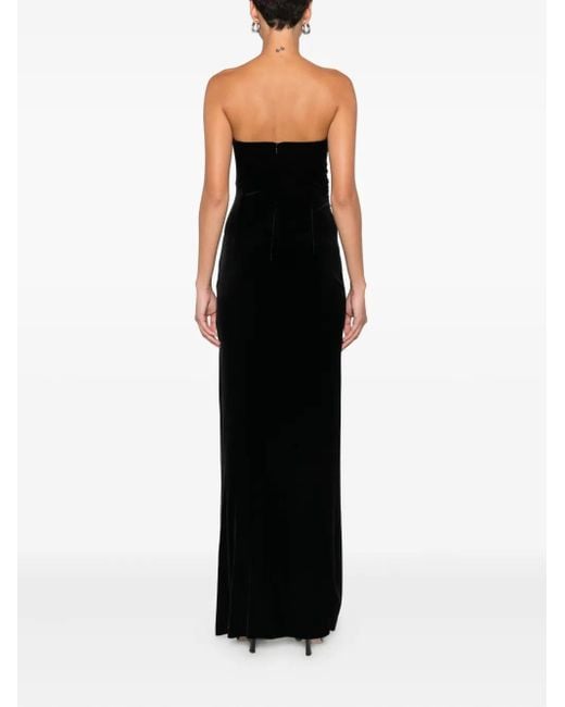 Nissa Black Crystal-Embellished Velvet Maxi Dress
