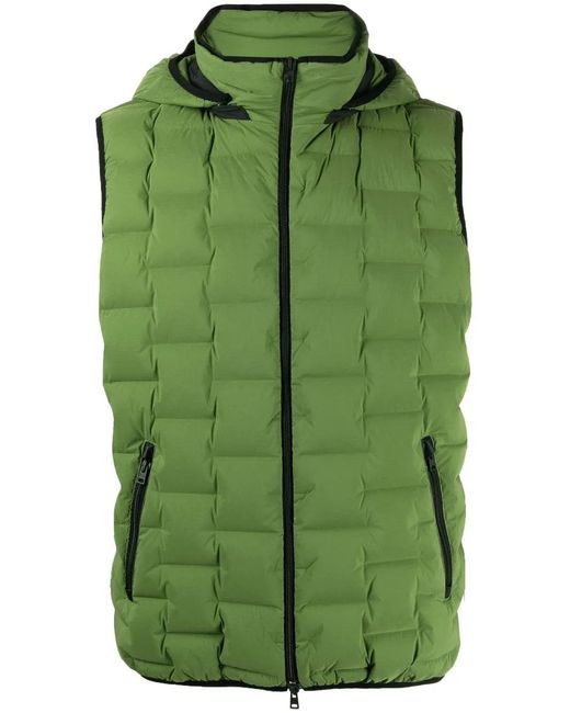 Herno Green Detachable Hood Padded Gilet for men