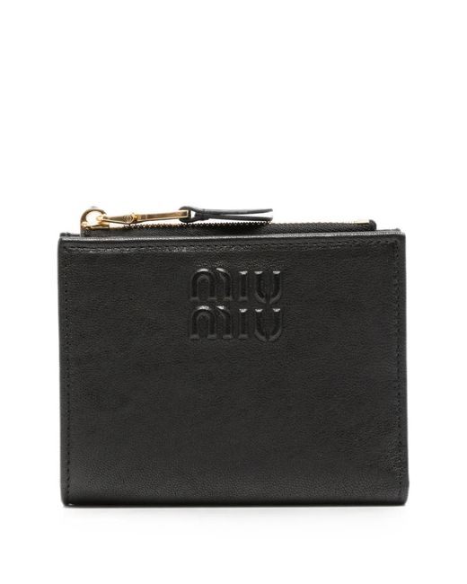 Miu Miu Black Logo-Embossed Zip-Fastening Wallet