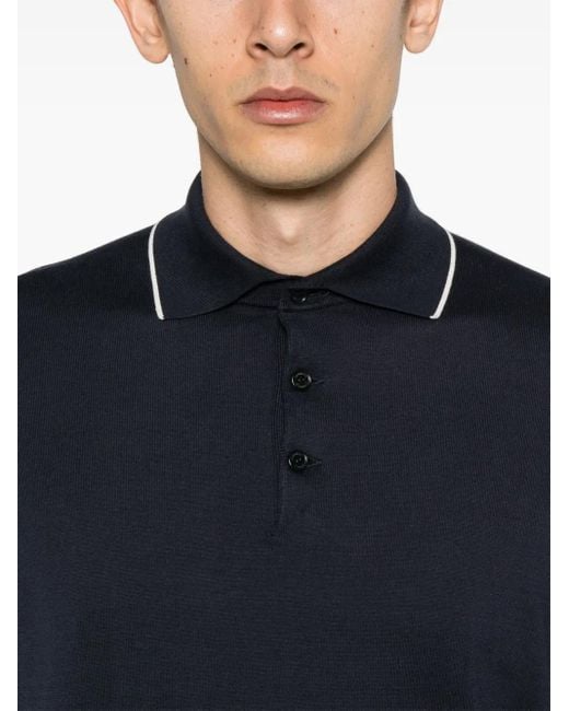 Brunello Cucinelli Gestricktes Poloshirt in Blue für Herren