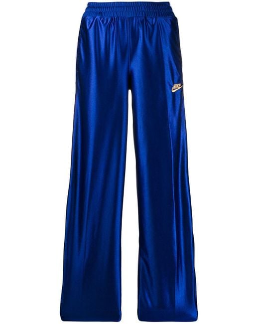 Nike Satin Wide-leg Track Pants in Blue | Lyst Canada