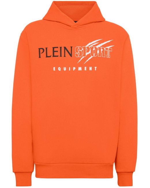 Philipp Plein Orange Scratch Fleece Hoodie for men