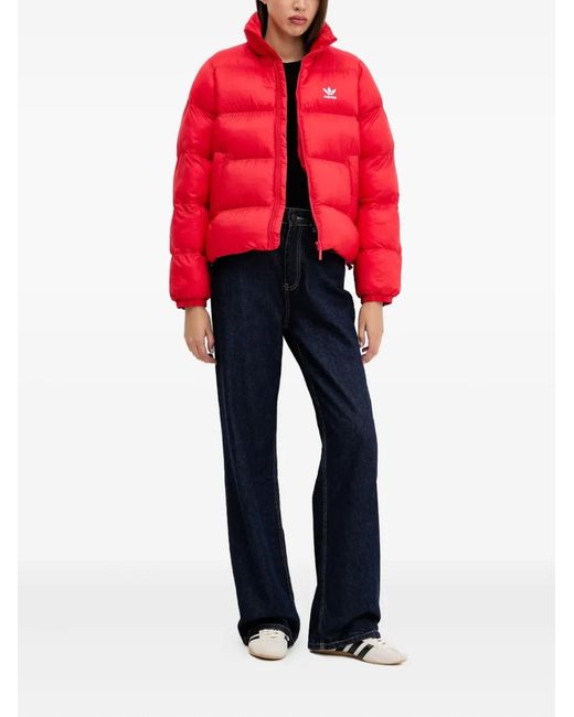 Adidas Red Zip Puffer Jacket