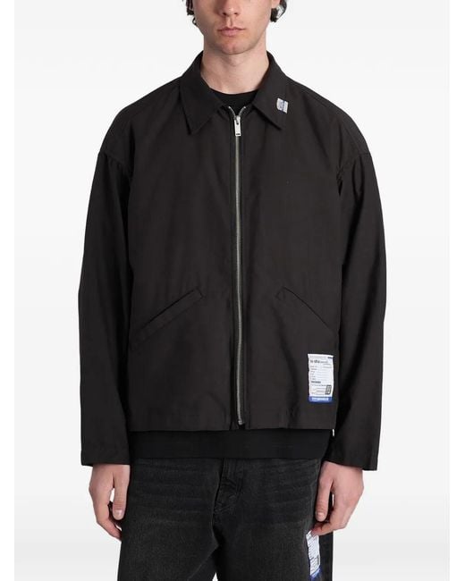 Maison Mihara Yasuhiro Black Logo-Patch Zip-Up Jacket for men
