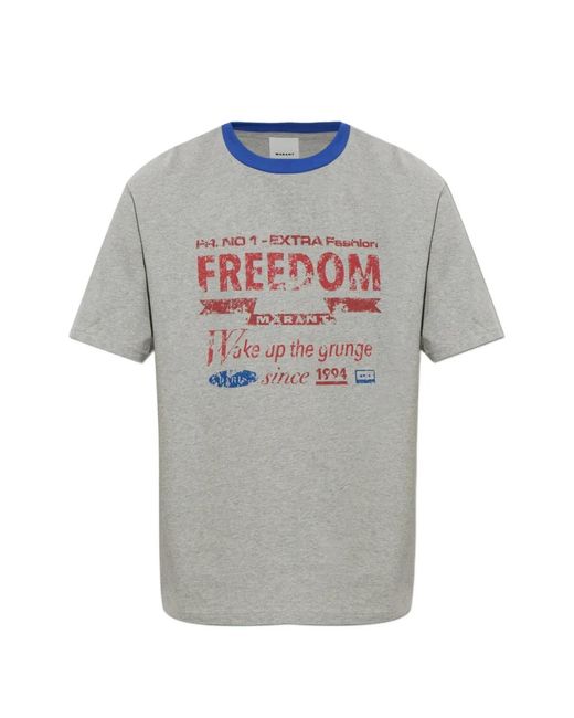 Isabel Marant Gray Hiroe Graphic-Print T-Shirt for men