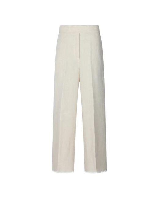Antonelli White Franged Concealed-Fastening Trousers
