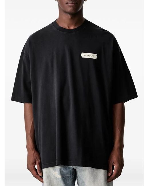 Vetements Black Logo-Patch T-Shirt for men