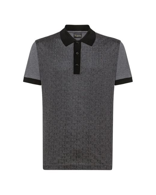 Billionaire Black Logo-Jacquard Short-Sleeve Polo Shirt for men
