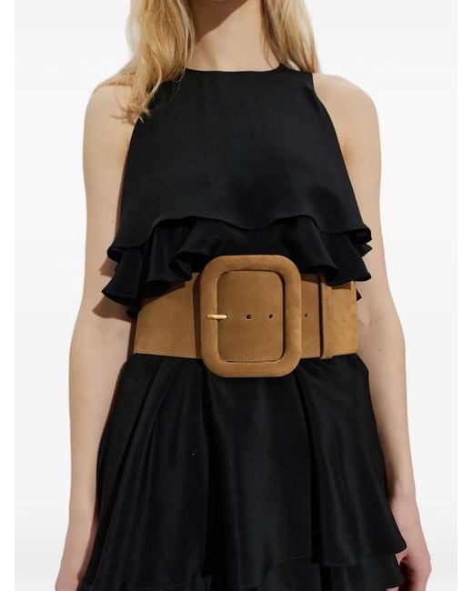 AMI Brown Square-Buckle Leather Belt