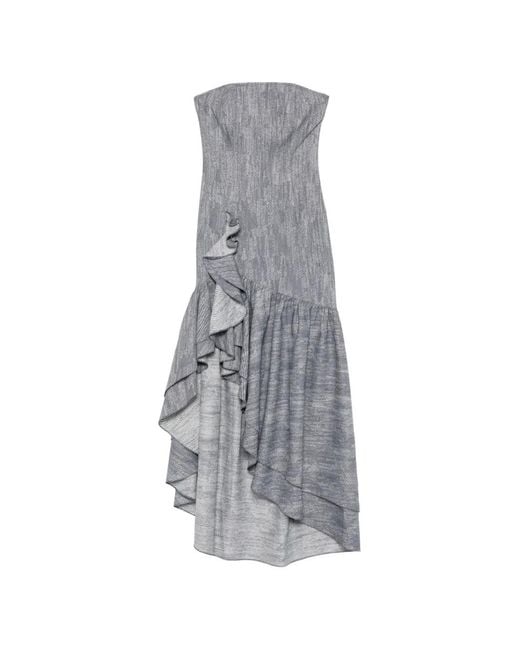Leen Mougrhabi Gray Sophia Ruffled Asymmetric Dress