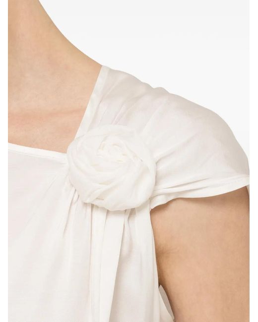 Nissa White Floral-Detail Top