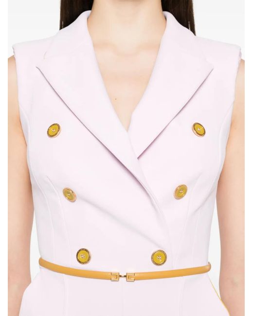 Elisabetta Franchi Pink Double-Breasted Crepe Playsuit