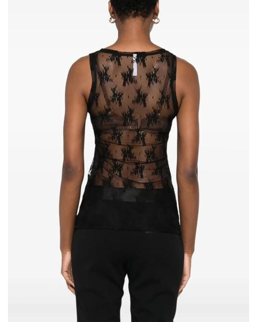 Top sin mangas con encaje Imperial de color Black