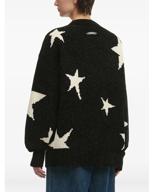 FIVE CM Black Star-Pattern Zip-Front Cardigan for men